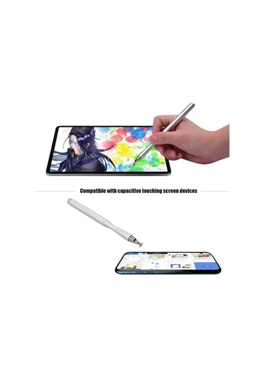 Pazly Wk-132 Disk + Bez Kafa 2 Dokunmatik Kalem Boyama Kalemi, Yüksek Hassasiyetli, Evrensel, 2 Paket, 2 Gümüş