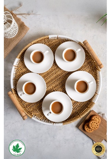 Yuvarlak Hasır Tepsi - Çift Renkli - 35 Cm Kahverengi