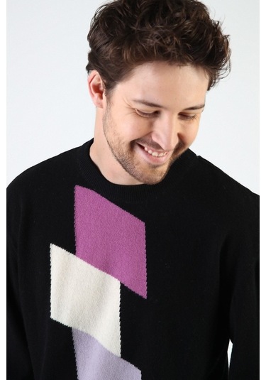 Ferraro Siyah Bisiklet Yaka %100 Kuzu Yünü Erkek Kazak Siyah (536154948) Siyah