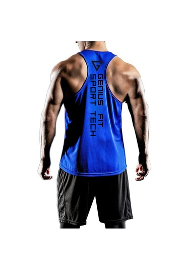 Erkek Dry Fit Y-back Gym Fitness Sporcu Atleti Genıus-fıt Mavi