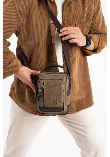 Kanvas Kumaş Erkek Postacı Çanta Omuz Çantası 20 12 Cm Çapraz Askılı Omuz Çantası Mega Çanta Siyah