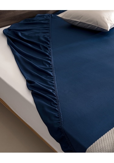 Ciel Tek Kişilik Plus %100 Pamuk Lastikli Saten Çarşaf - Lacivert 8684427179369 Çok Renkli