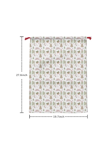 Büyük Noel Baba Hediye Çantası, Pamuklu Kordonlu, Yeniden Kullanılabilir Noel Ağacı Metni