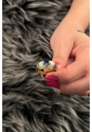 Fiyonk Kuyumculuk 14 Ayar Altın Safir Detaylı Yüzük 001