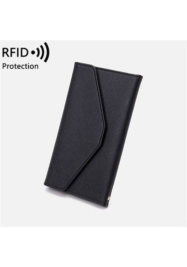 Moveevo Kadın Erkek Çift Taraflı Rfıd Korumalı Siyah Seyahat Pasaport Çantası - Pasaport, Bilet, Kart, Telefon, Para Ve Anahtar Taşıma Bölümleriyle 2023 Modeli Siyah