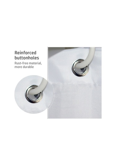 Tenfowee Beyaz Su Geçirmez Anti-moistür Banyo Perdisi - Kalın Poliester, 150x200 Cm, 1 Adet + 10 Adet Kanca Beyaz