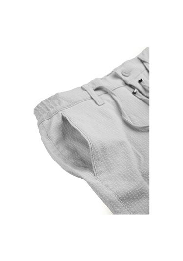 Deepsea Erkek Gri Likralı Gofre Kumaş Beli Lastikli İpli Slim Fit Günlük Pantolon 2600650 Gri