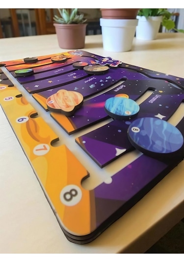 Hareketli Gezegenler Uzay Macerası Ahşap Oyuncak Eğitici Ve Eğlenceli Oyuncak