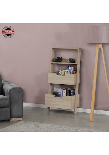 Pasifichome Low Oyuncak Montessori Raflı Kitaplık&Oyuncak Dolabı Açık Meşe