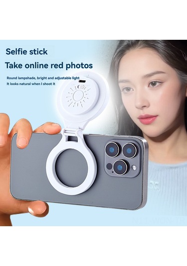 Neevoyu Magneetik Telefon Fıllıghtı: Çok Açıklı, Üç Işık Modu, Cep Telefonu Tutucu, Taşınabilir Güzellik Işığı - Beyaz Beyaz