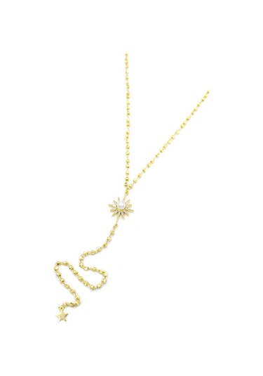 Kuzey Yıldız Y Kolye - Altın Çok Renkli