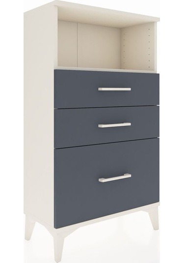 Arges Komodin Tek Raflı 3 Çekmeceli 60x30x106 Aytaşı-antrasit Aytaşı