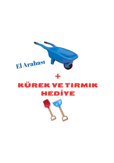 El Arabası Mavi + Kürek Ve Tırmık Hediye Set Mavi
