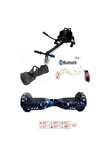 Elektrikli Kaykay Scooter Akıllı Denge Hoverboard + Hoverkart + Çanta Full Ledli Extrem Paket D12