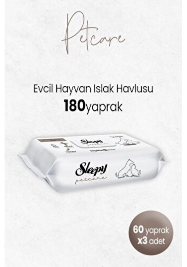 Sleepy Petcare Evcil Hayvan Islak Havlusu 3 x 60'lı 180 Yaprak