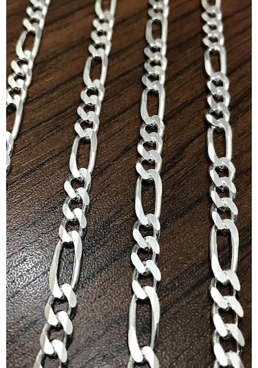 Gümüş Figaro 3+1 Erkek Kolye Zincir 55Cm 5Mm 26Gr Msn13