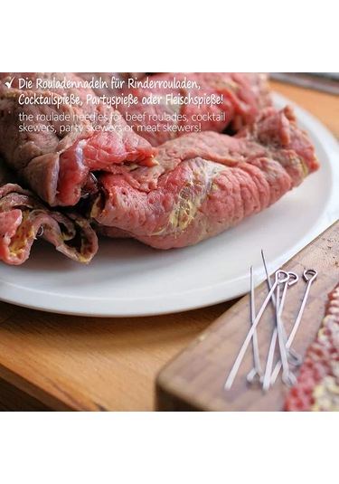 25 Adet Paslanmaz Çelik Rulo Şiş - 15 Cm Uzunluğunda Et Şişleri - Set Halinde Yüksek Kaliteli Şişler 025 Adet - Şiş