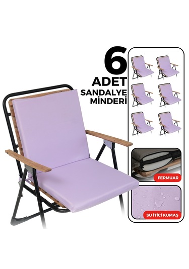 Xpermate 6'lı Arkalıklı Sandalye Minderi Fermuarlı 40x40 Lila