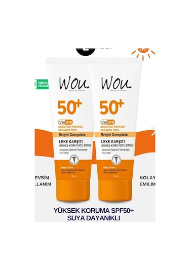 Wou Leke Karşıtı Yüksek Koruyucu Güneş Kremi SPF50+ 50 ML