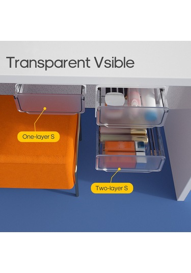 Tenfowee Masa Altı Gizli Çekmeceli Organizasyon Kutusu - Çift Katlı, Deliksiz, Siyah, Kompakt Tasarım Siyah