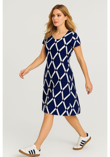 2 Adet Dökümlü Rahat Kalıp Günlük Penye Kumaş Elbise Koyu Haki