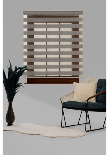 Gri Bambu Stor Zebra Perde Balkon Perdesi, Oturma Odası Perdesi Dayanıklı Alüminyum Kasa