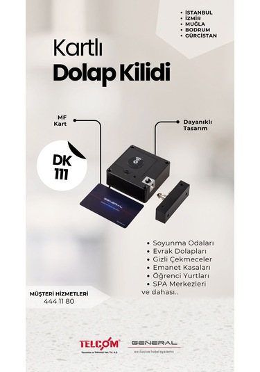 Kartlı Dolap Kilidi Paylaşımlı/atanmış Locker Dk 119 SİYAH/KROM