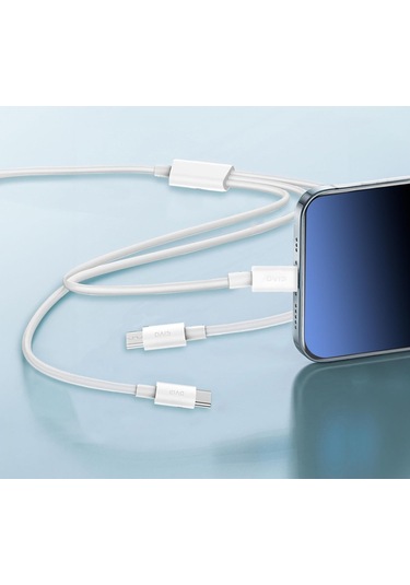 Global L37 3in1 Lightning, Type-c, Micro Çıkışlı Hızlı Data Ve Şarj Kablosu