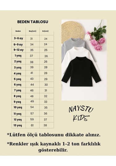 Kız Erkek Çocuk İçlik Yarım Balıkçı İnce Kazak Kaşkorse 5'li Set Çok Renkli