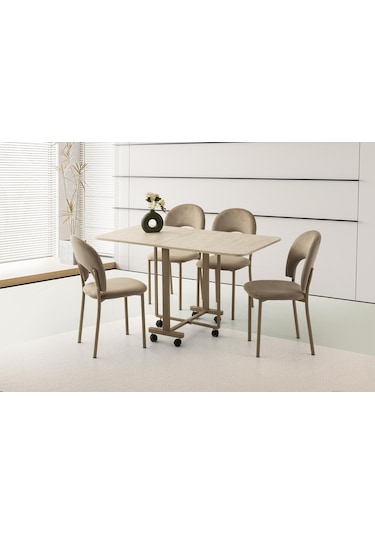 Katlanır Metal Tekerlekli Ayak Masa, Traverten, 70x10 Diğer