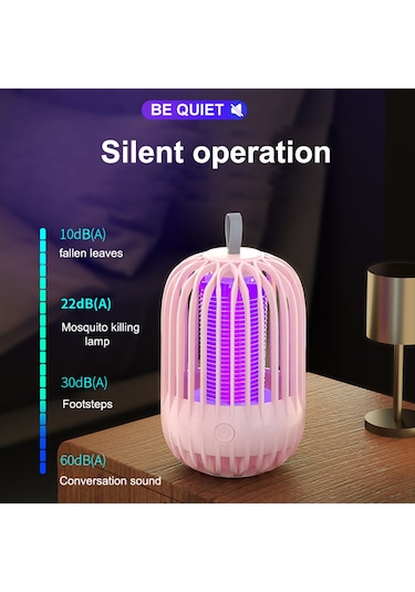 Mufunye Pembe Evcil Kovucu Işığı - 365nm Mor Işık, Turbo Emme Ve Yüksek Gerilimle Komarları Yok Et, 1200mah Batarya İle Sürekli Korum