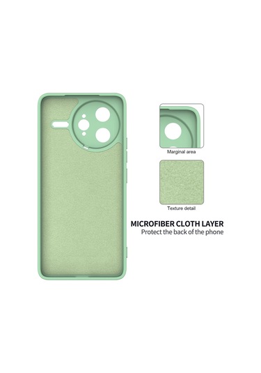 Xiaomi Poco F7 Ultra Düz Renk Sıvı Silikon Damlamaz Tam Kapsama Telefon Kılıfı Yeşil