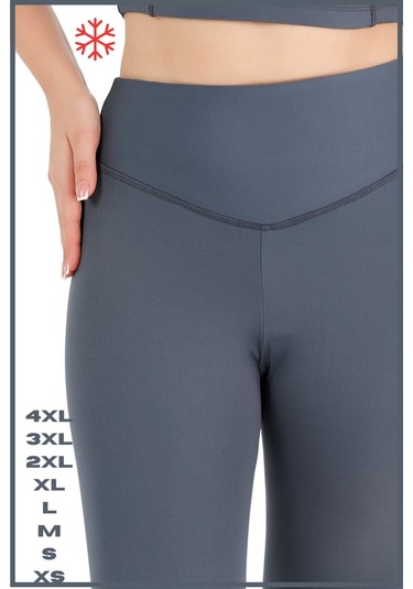 Kadın Kışlık Içi Polarlı Yüksek Bel Toparlayıcı Tayt Lacivert Curve High Waist Fleece Winter 1051 Antrasit