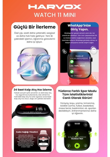 Harvox Watch 11 Mini Akıllı Saat Hediye Dolu Kutu Içeriği 2 Kordon Bileklik Ve Fular Hediyeli Harvox Watch 11 Mini Akıllı Saat Hediye Dolu Kutu Içeriği 2 Kordon Bileklik Ve Fular Hediyeli