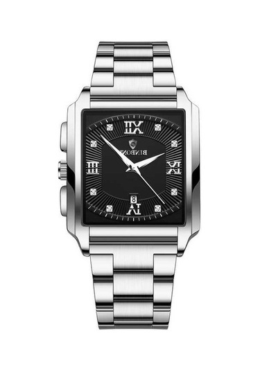 Novahub Bınbond B4143 Dikdörtgen Erkek Su Geçirmez Kuvars Saatler Beyaz Çelik-siyah Çok Renkli, Mekanik Tasarım Çok Renkli