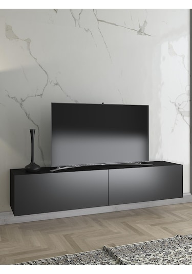 Wood'n Love Toprak 150 Cm Duvara Monte Tv Ünitesi - Siyah / Siyah