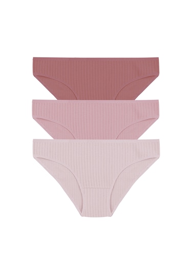 Kadın 3'lü Ajur Slip 11058 Ten - Kahverengi