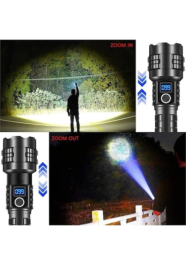 Maoyaya Hytpustaty 100.000 Lümen Taktik Şarjlı El Feneri, Siyah Model Siyah