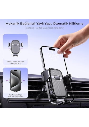 Kingma Metal Kancalı Havalandırma Destekli Araç İçi Telefon Tutucu -
