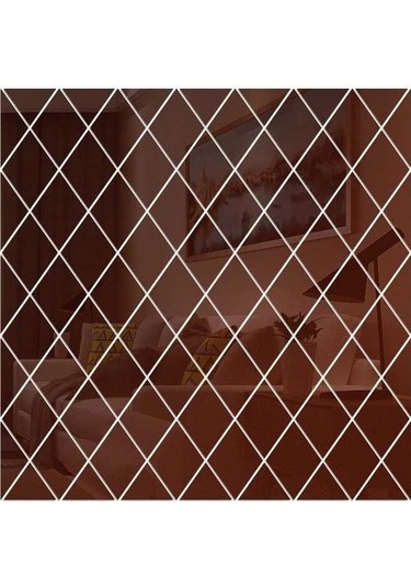 Novahub Eşkenar Dörtgen Akrilik Ayna Dekor, Kahverengi Büyük Diğer