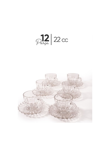 Mest 12 Parça 6 Kişilik Çay Fincanı Takımı - Şıklık Ve Zarafet Şeffaf