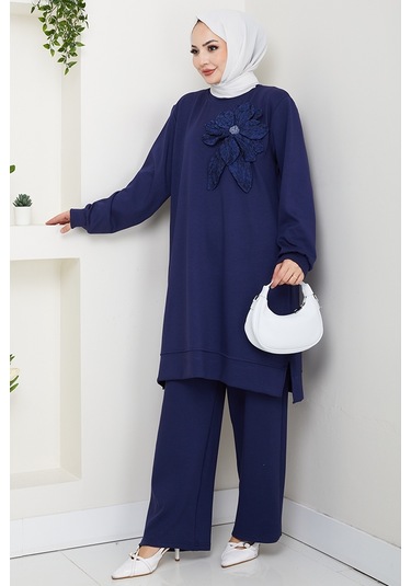Çiçek Detay Oysho İkili Takım 1662 - Lacivert Lacivert