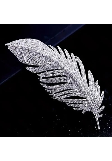 Mufunye Yüksek Kaliteli Alyuminyum Rhinestone İle Süslenmiş Parlak Yıldız Kuyruğu Broşu - Gümüş Renk, 2.4x6.2 Cm, 11.4 Gr Çok Renkli