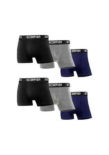 Erkekler İçin %95 Pamuk %5 Elastan Likralı Siyah - Gri - Antrasit Boxer 6 Lı Özel Kutu Çok Renkli
