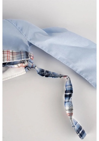 Erkek Çocuk Mavi Resimli Kareli Kasket Şapka Mavi