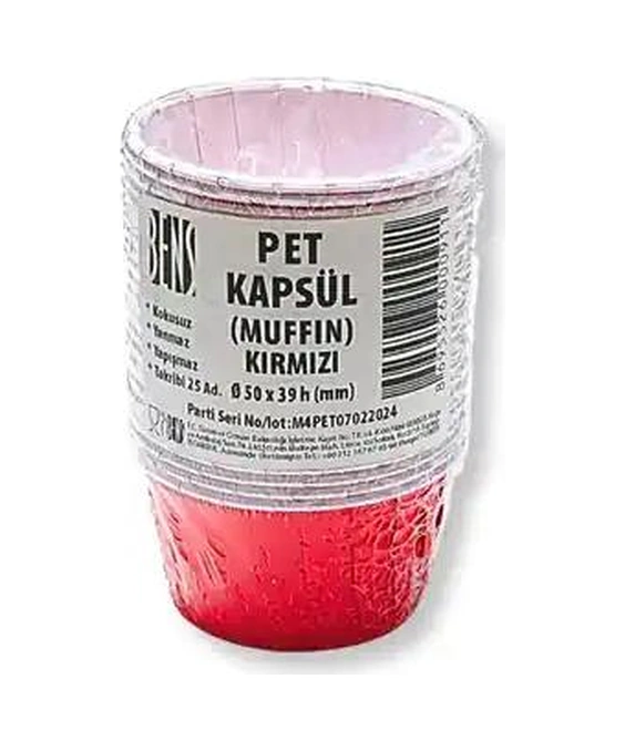 Kek Kağıdı Kapsül Pet Kırmızı 25 Li Kırmızı