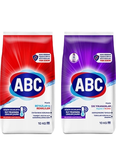 Abc Matik 10 Kg Beyazlar & Renkliler Ve Sık Yıkananlar 2 Li Paket