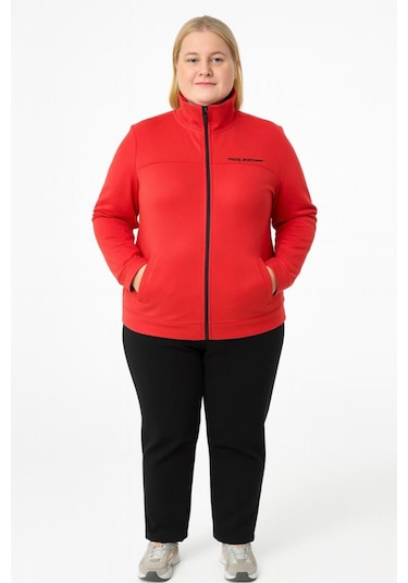 Axxel Kadın Nar Çiçeği Büyük Beden Eşofman Takımı-t-1014 Mercan