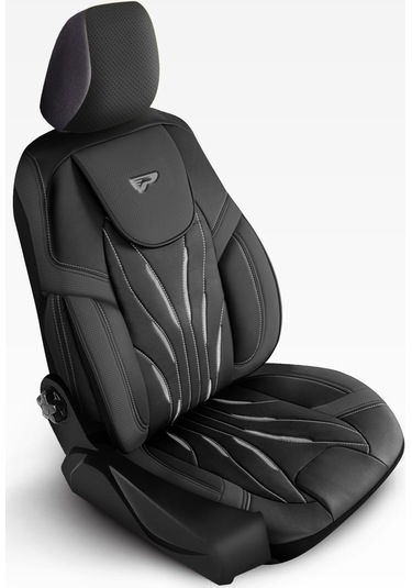 Panda Pars Serisi Deri Oto Koltuk Kılıfı - Siyah - Gri