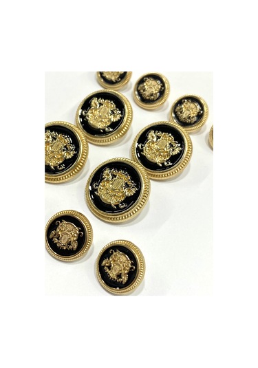 Blazer Ve Trençkot Ceket Düğmesi Takımı 4+8 Set /arma Model - Gold Siyah